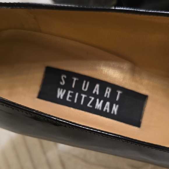 Stuart Weitzman Black Heels Elegant Glossy Finish - Picture 2 of 10